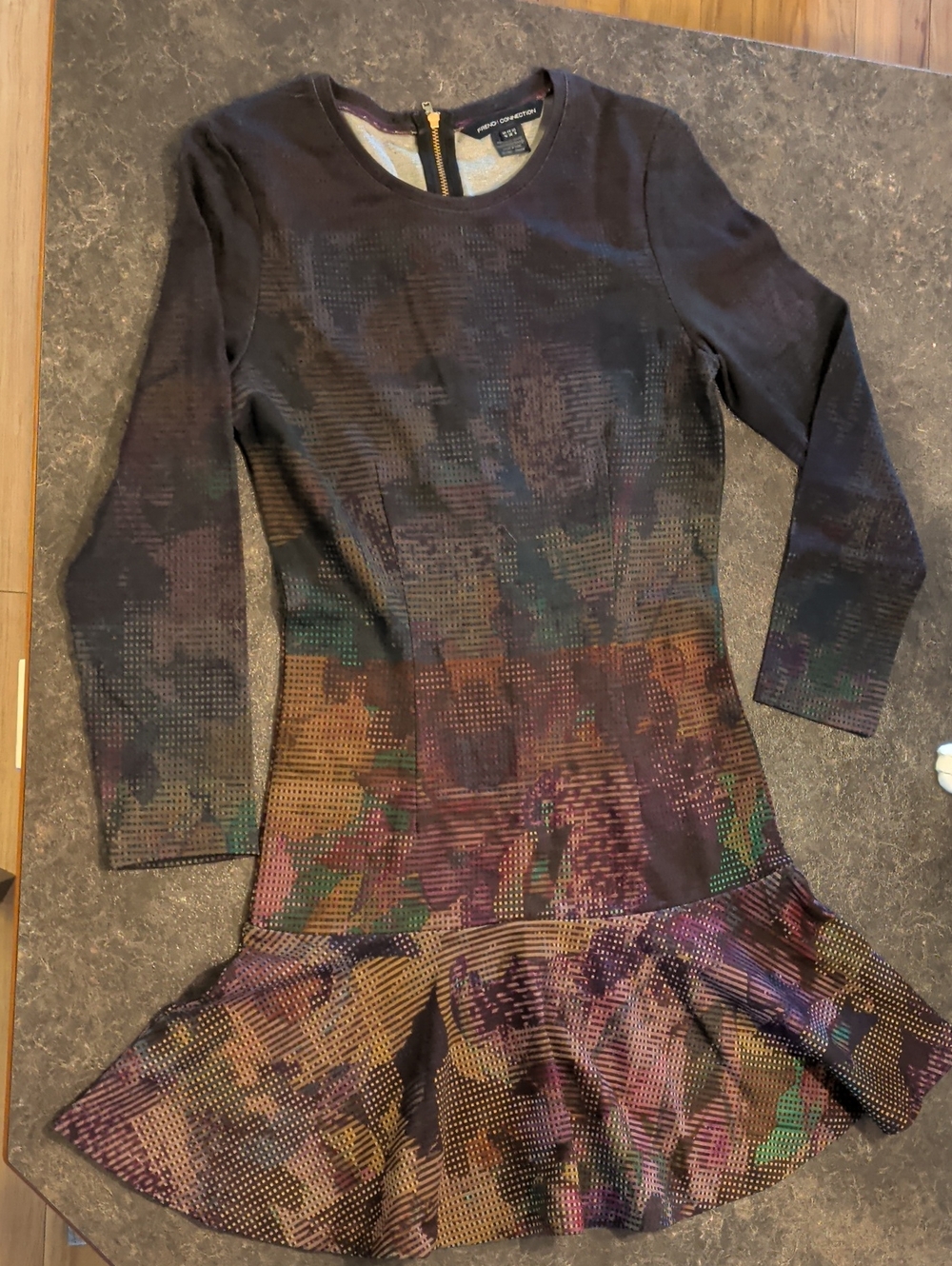 Abstract Print Long Sleeve Dress